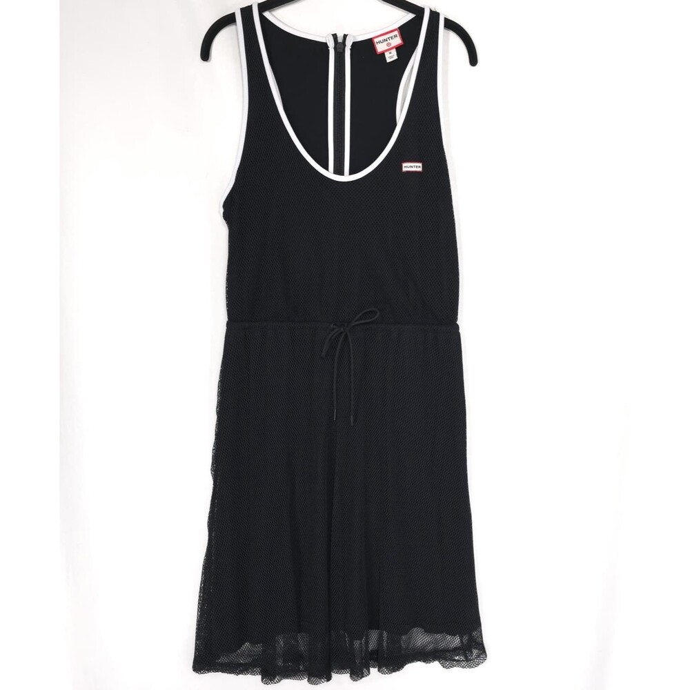 HUNTER Womens Target Mesh Athletic Tank Dress‎ Black MEDIUM Sleeveless
